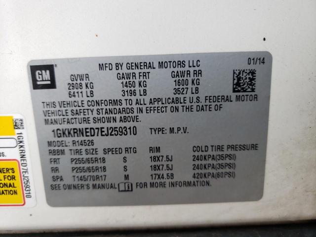 Photo 11 VIN: 1GKKRNED7EJ259310 - GMC ACADIA SLE 