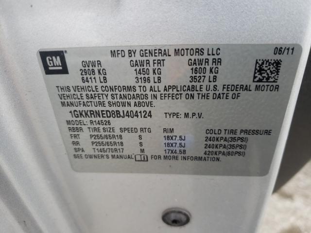 Photo 9 VIN: 1GKKRNED8BJ404124 - GMC ACADIA SLE 