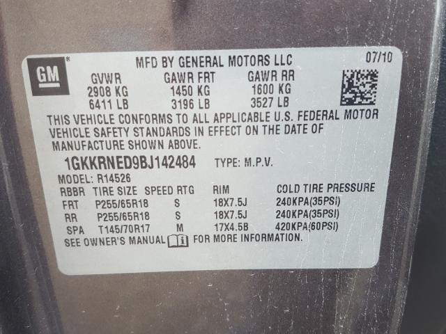 Photo 9 VIN: 1GKKRNED9BJ142484 - GMC ACADIA SLE 