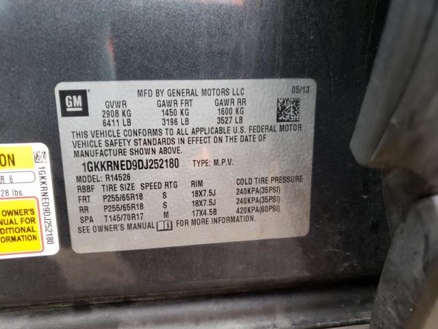 Photo 9 VIN: 1GKKRNED9DJ252180 - GMC ACADIA SLE 