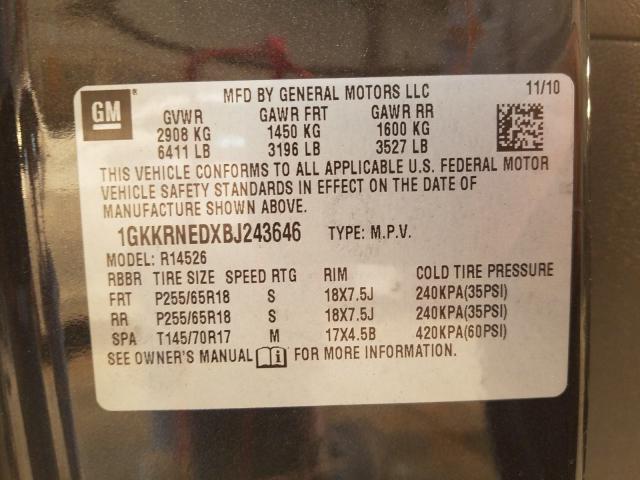 Photo 9 VIN: 1GKKRNEDXBJ243646 - GMC ACADIA SLE 