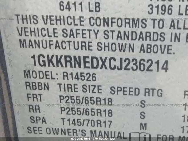 Photo 8 VIN: 1GKKRNEDXCJ236214 - GMC ACADIA 