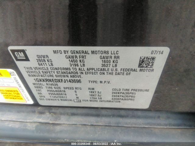 Photo 8 VIN: 1GKKRNEDXFJ143696 - GMC ACADIA 