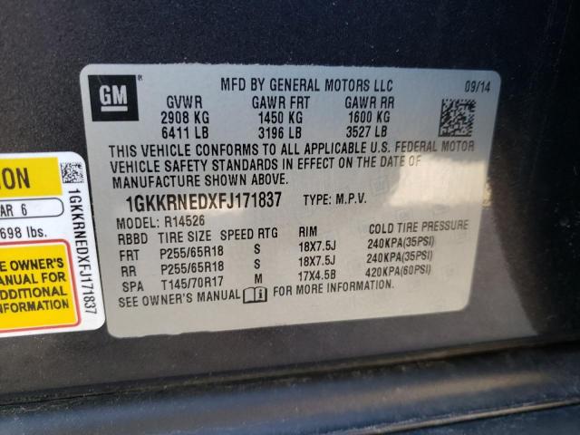 Photo 13 VIN: 1GKKRNEDXFJ171837 - GMC ACADIA SLE 