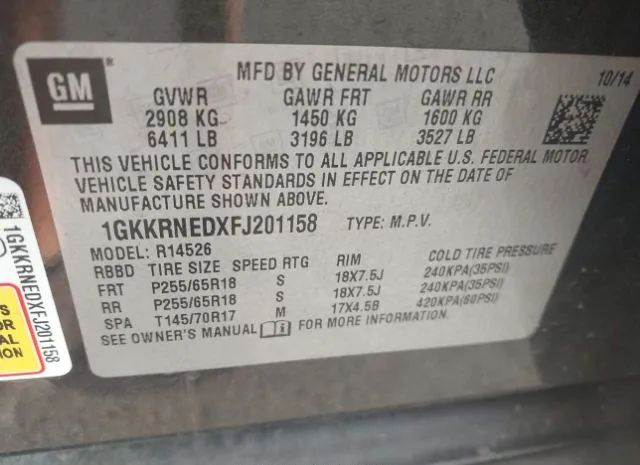 Photo 8 VIN: 1GKKRNEDXFJ201158 - GMC ACADIA 