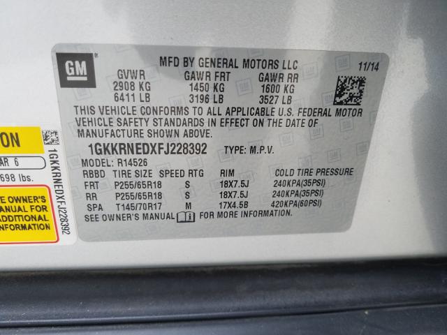 Photo 9 VIN: 1GKKRNEDXFJ228392 - GMC ACADIA SLE 