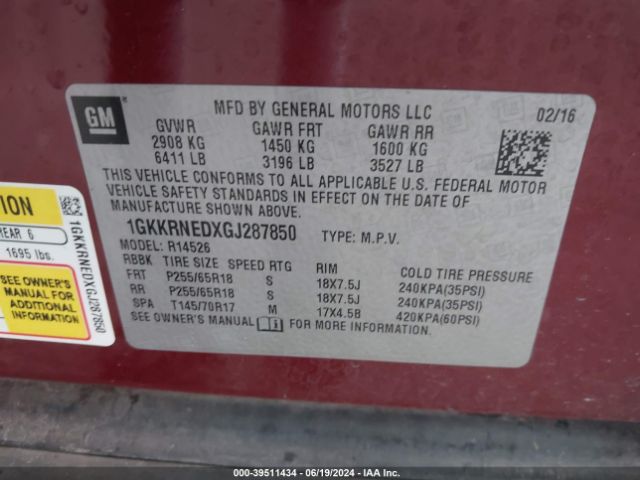 Photo 8 VIN: 1GKKRNEDXGJ287850 - GMC ACADIA 