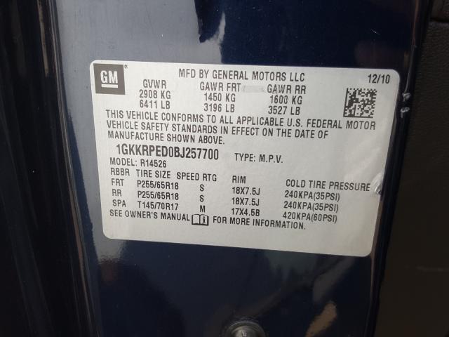 Photo 9 VIN: 1GKKRPED0BJ257700 - GMC ACADIA SLE 