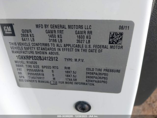 Photo 8 VIN: 1GKKRPED2BJ412912 - GMC ACADIA 