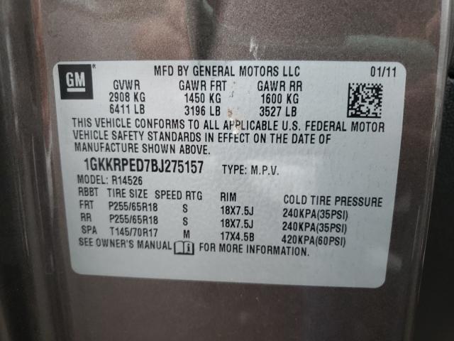 Photo 9 VIN: 1GKKRPED7BJ275157 - GMC ACADIA SLE 