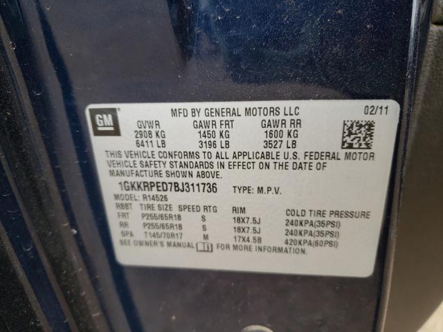 Photo 9 VIN: 1GKKRPED7BJ311736 - GMC ACADIA SLE 