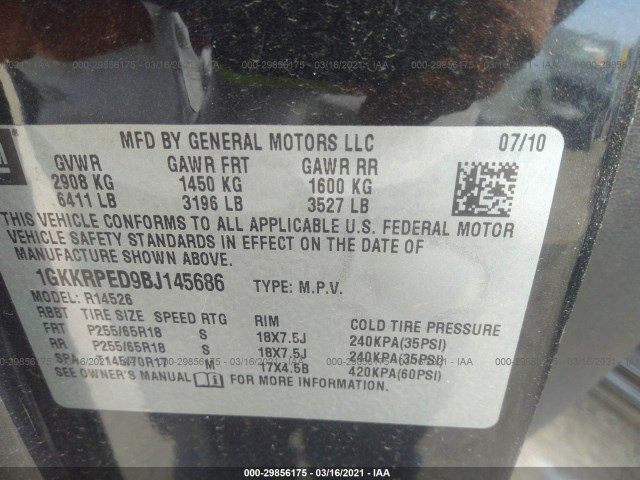 Photo 8 VIN: 1GKKRPED9BJ145686 - GMC ACADIA 