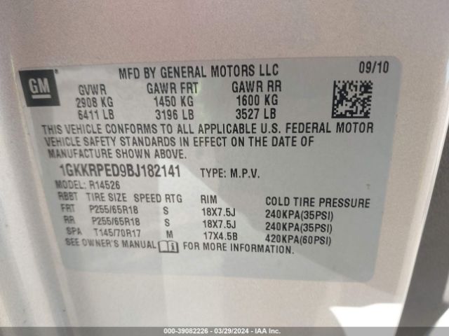 Photo 8 VIN: 1GKKRPED9BJ182141 - GMC ACADIA 