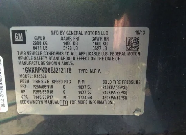 Photo 8 VIN: 1GKKRPKD0EJ212118 - GMC ACADIA 