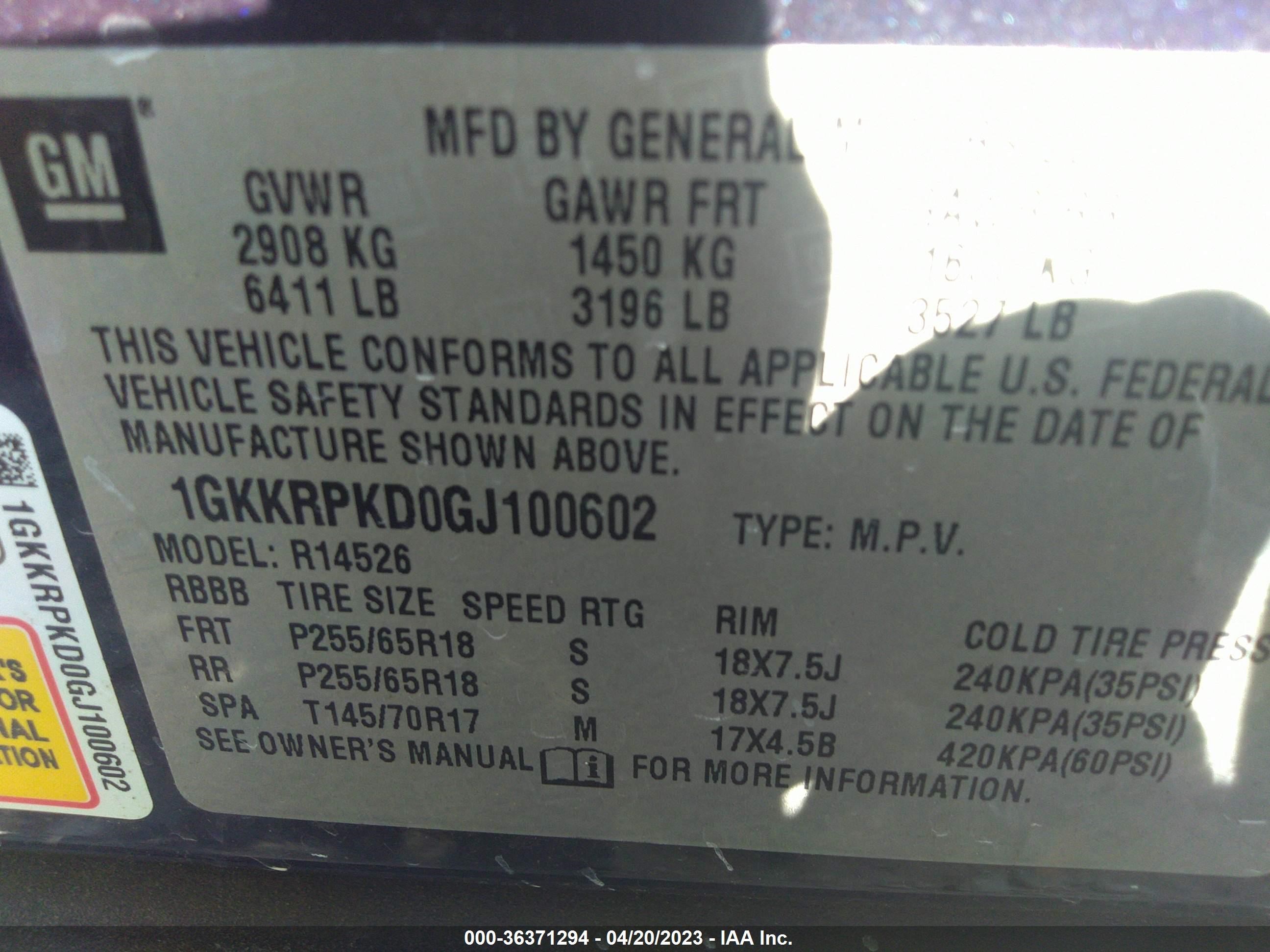 Photo 8 VIN: 1GKKRPKD0GJ100602 - GMC ACADIA 