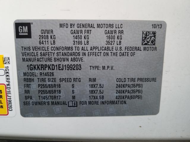 Photo 9 VIN: 1GKKRPKD1EJ199203 - GMC ACADIA SLE 