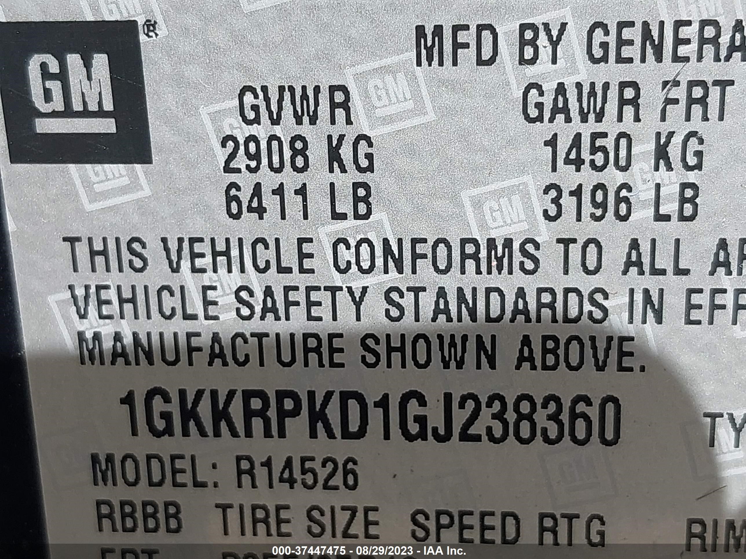 Photo 8 VIN: 1GKKRPKD1GJ238360 - GMC ACADIA 