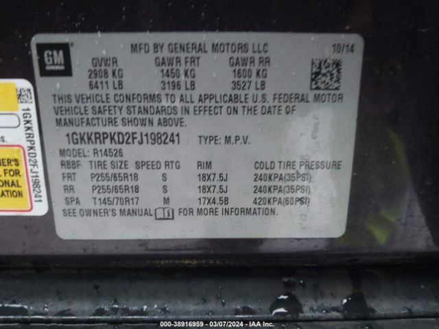 Photo 8 VIN: 1GKKRPKD2FJ198241 - GMC ACADIA 