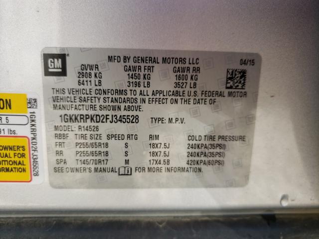 Photo 9 VIN: 1GKKRPKD2FJ345528 - GMC ACADIA SLE 