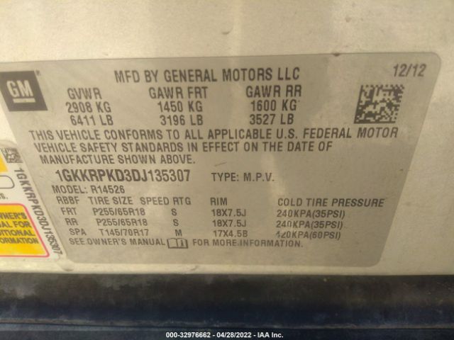 Photo 8 VIN: 1GKKRPKD3DJ135307 - GMC ACADIA 