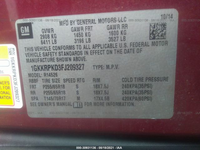 Photo 8 VIN: 1GKKRPKD3FJ209327 - GMC ACADIA 