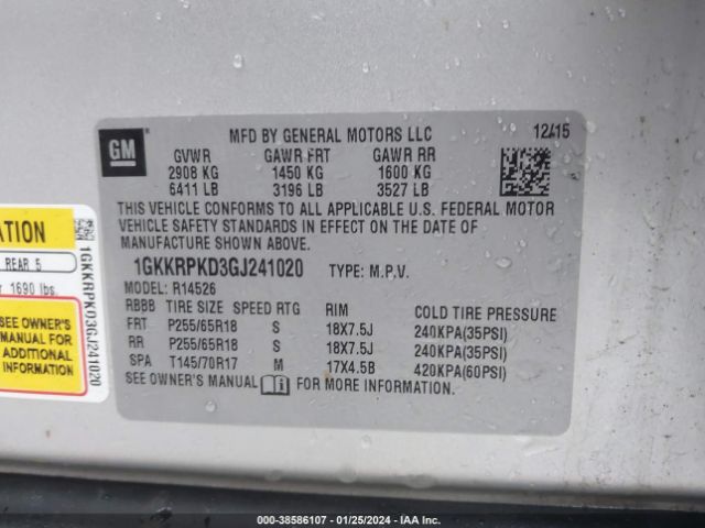 Photo 8 VIN: 1GKKRPKD3GJ241020 - GMC ACADIA 