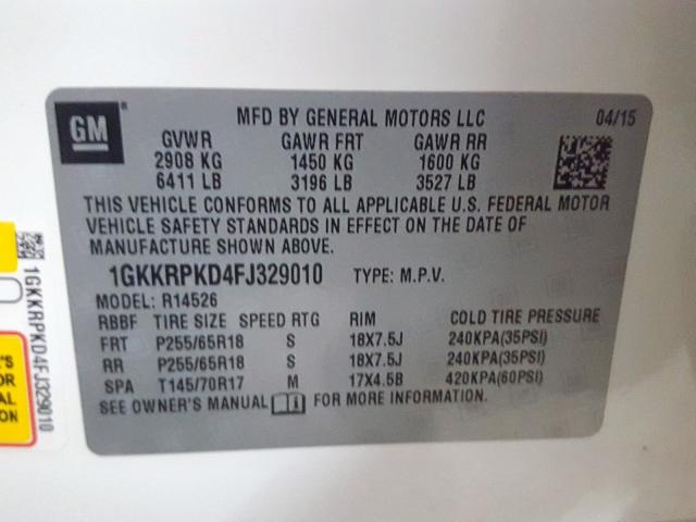 Photo 9 VIN: 1GKKRPKD4FJ329010 - GMC ACADIA SLE 