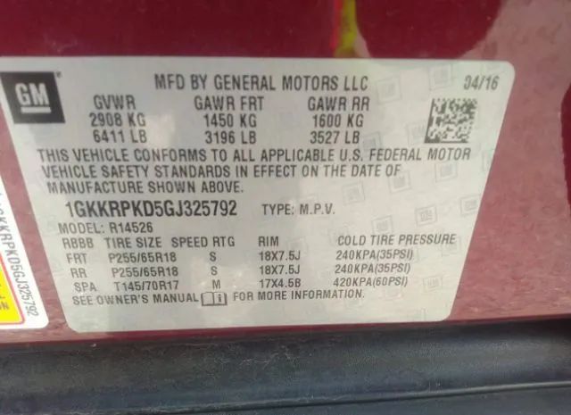 Photo 8 VIN: 1GKKRPKD5GJ325792 - GMC ACADIA 