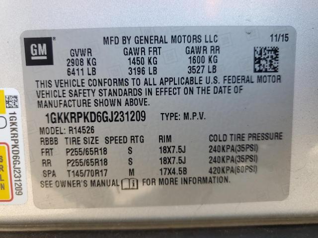 Photo 12 VIN: 1GKKRPKD6GJ231209 - GMC ACADIA 