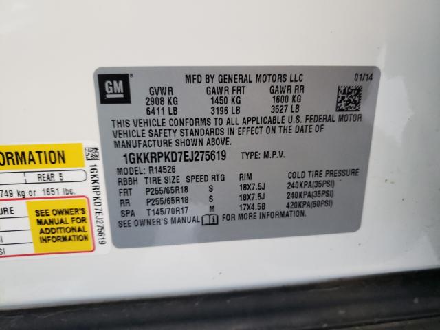 Photo 9 VIN: 1GKKRPKD7EJ275619 - GMC ACADIA SLE 