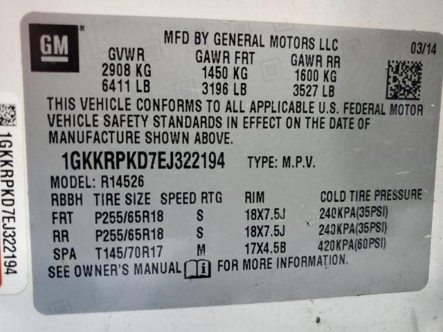 Photo 12 VIN: 1GKKRPKD7EJ322194 - GMC ACADIA SLE 