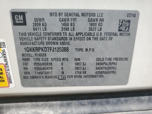 Photo 11 VIN: 1GKKRPKD7FJ125088 - GMC ACADIA SLE 