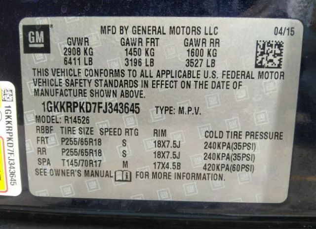 Photo 8 VIN: 1GKKRPKD7FJ343645 - GMC ACADIA 