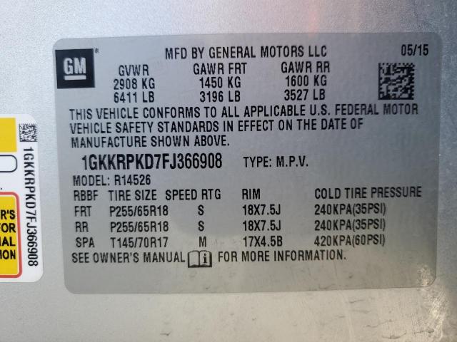 Photo 12 VIN: 1GKKRPKD7FJ366908 - GMC ACADIA SLE 