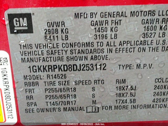 Photo 8 VIN: 1GKKRPKD8DJ253112 - GMC ACADIA 