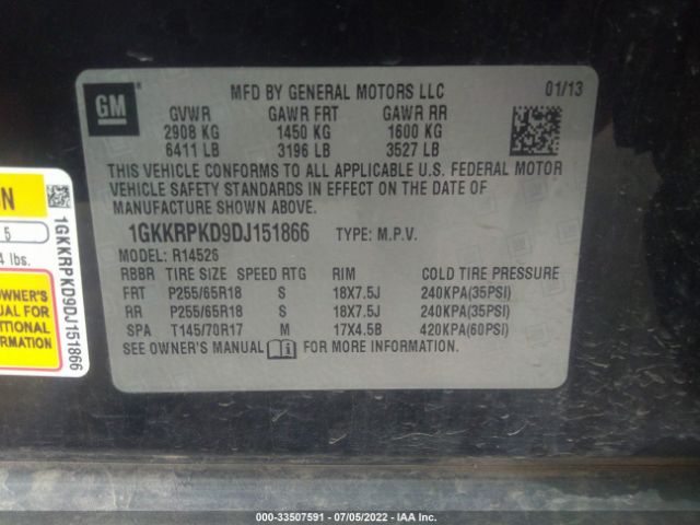 Photo 8 VIN: 1GKKRPKD9DJ151866 - GMC ACADIA 