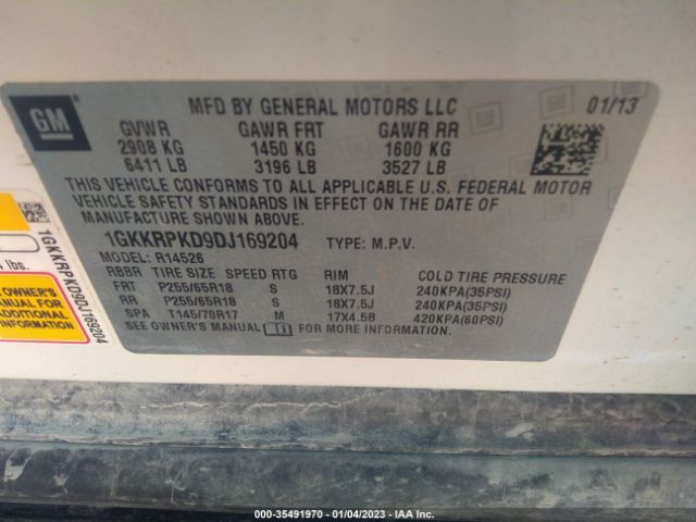 Photo 8 VIN: 1GKKRPKD9DJ169204 - GMC ACADIA 