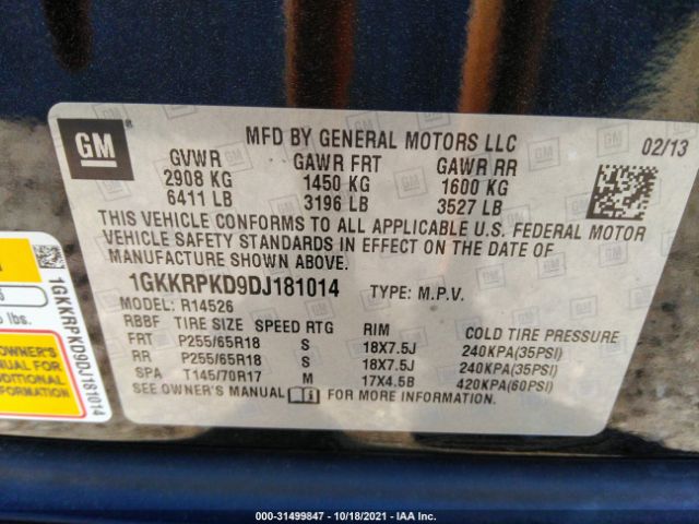 Photo 8 VIN: 1GKKRPKD9DJ181014 - GMC ACADIA 