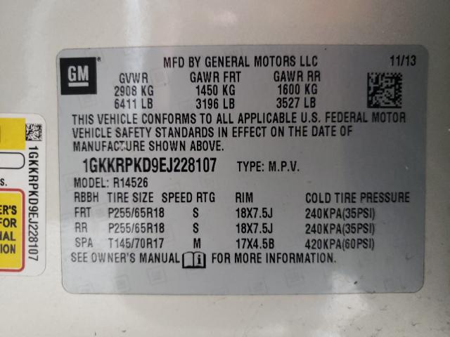 Photo 9 VIN: 1GKKRPKD9EJ228107 - GMC ACADIA SLE 