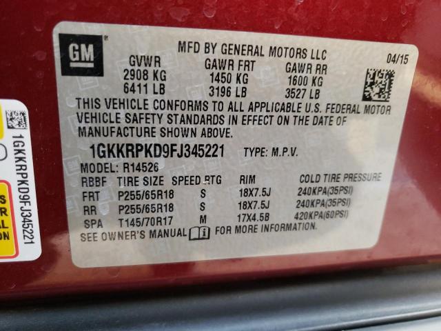 Photo 13 VIN: 1GKKRPKD9FJ345221 - GMC ACADIA 