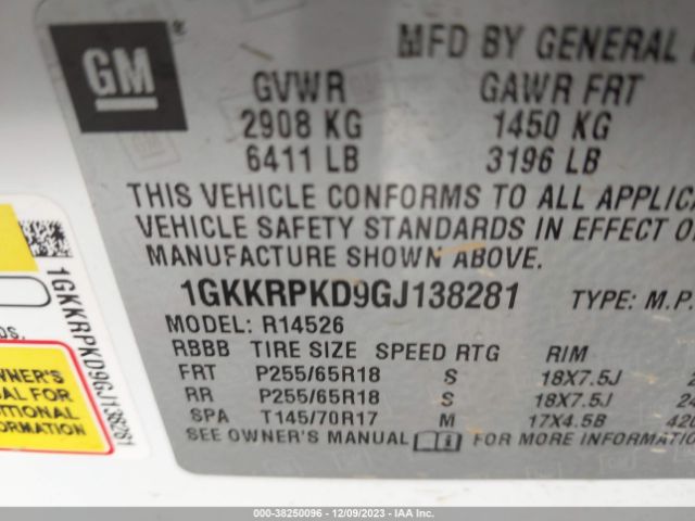 Photo 8 VIN: 1GKKRPKD9GJ138281 - GMC ACADIA 