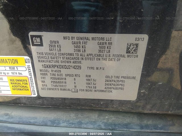 Photo 8 VIN: 1GKKRPKDXDJ214229 - GMC ACADIA 