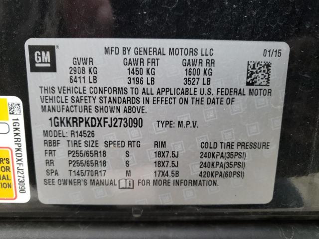 Photo 12 VIN: 1GKKRPKDXFJ273090 - GMC ACADIA SLE 