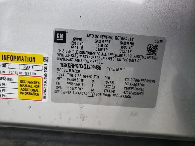 Photo 9 VIN: 1GKKRPKDXGJ209486 - GMC ACADIA SLE 