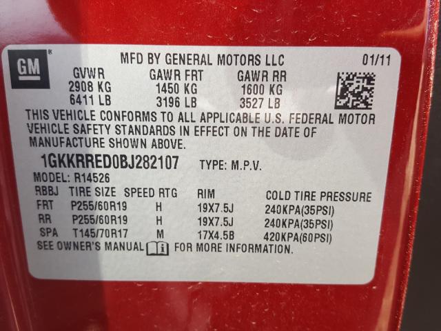 Photo 9 VIN: 1GKKRRED0BJ282107 - GMC ACADIA SLT 