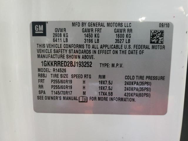 Photo 12 VIN: 1GKKRRED2BJ193252 - GMC ACADIA SLT 