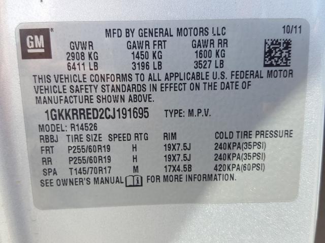 Photo 9 VIN: 1GKKRRED2CJ191695 - GMC ACADIA SLT 