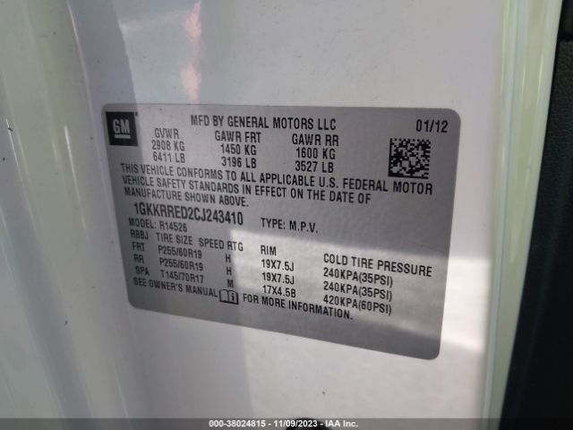 Photo 8 VIN: 1GKKRRED2CJ243410 - GMC ACADIA 