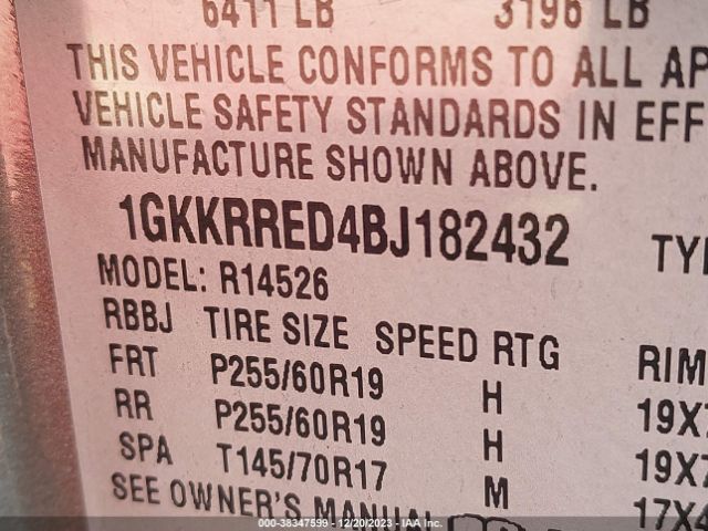 Photo 8 VIN: 1GKKRRED4BJ182432 - GMC ACADIA 