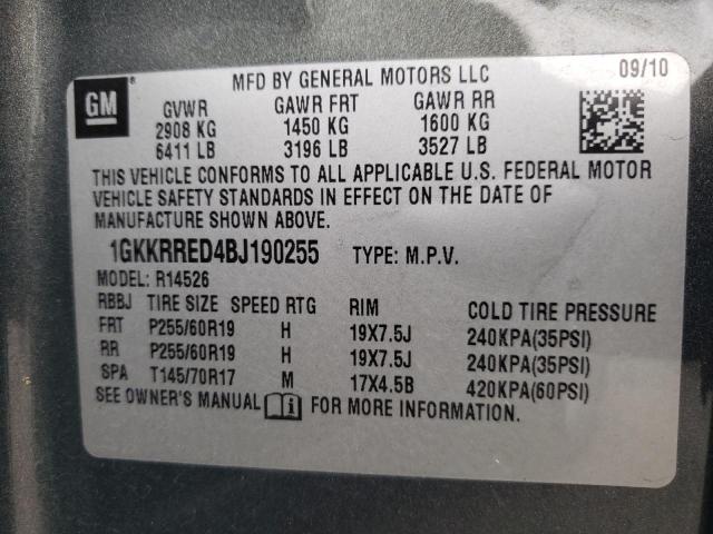 Photo 9 VIN: 1GKKRRED4BJ190255 - GMC ACADIA SLT 